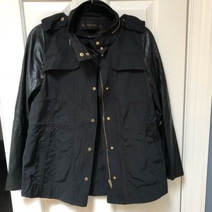 ZARA raincoat with leather sleeves